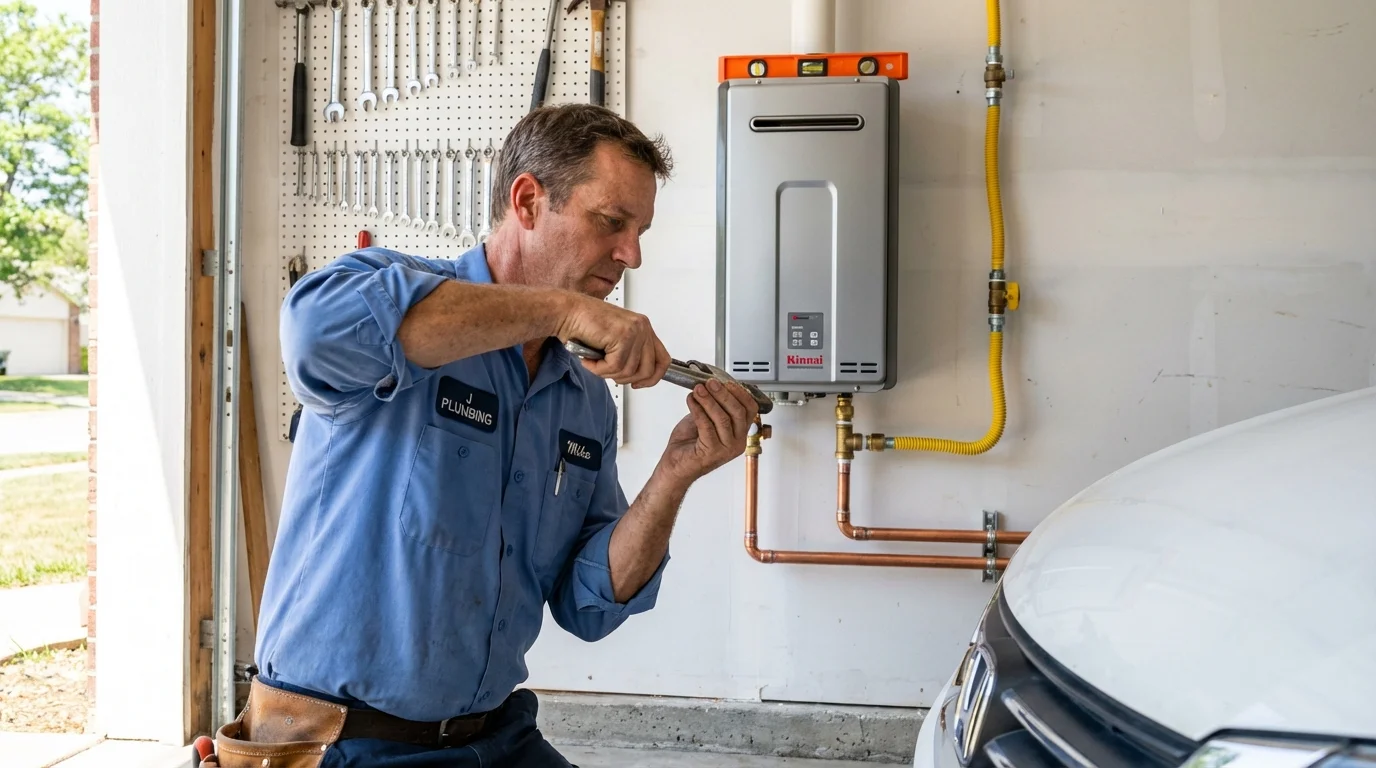 Tankless water heater installation by a Johns Plumbing LLC plumber in Wales